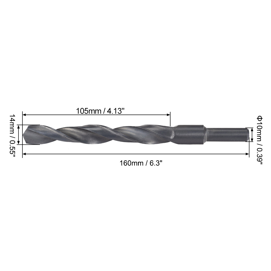 Uxcell Uxcell Reduced Shank Twist Drill Bits 14mm HSS 4241 with 10mm Shank 1 Pcs