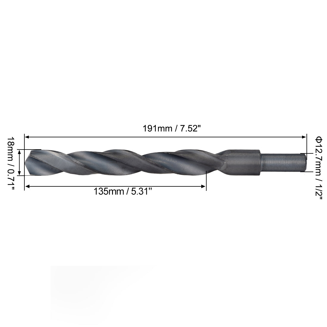 Uxcell Uxcell Reduced Shank Twist Drill Bits 25mm HSS 4241 with 1/2 Inch Shank 1 Pcs