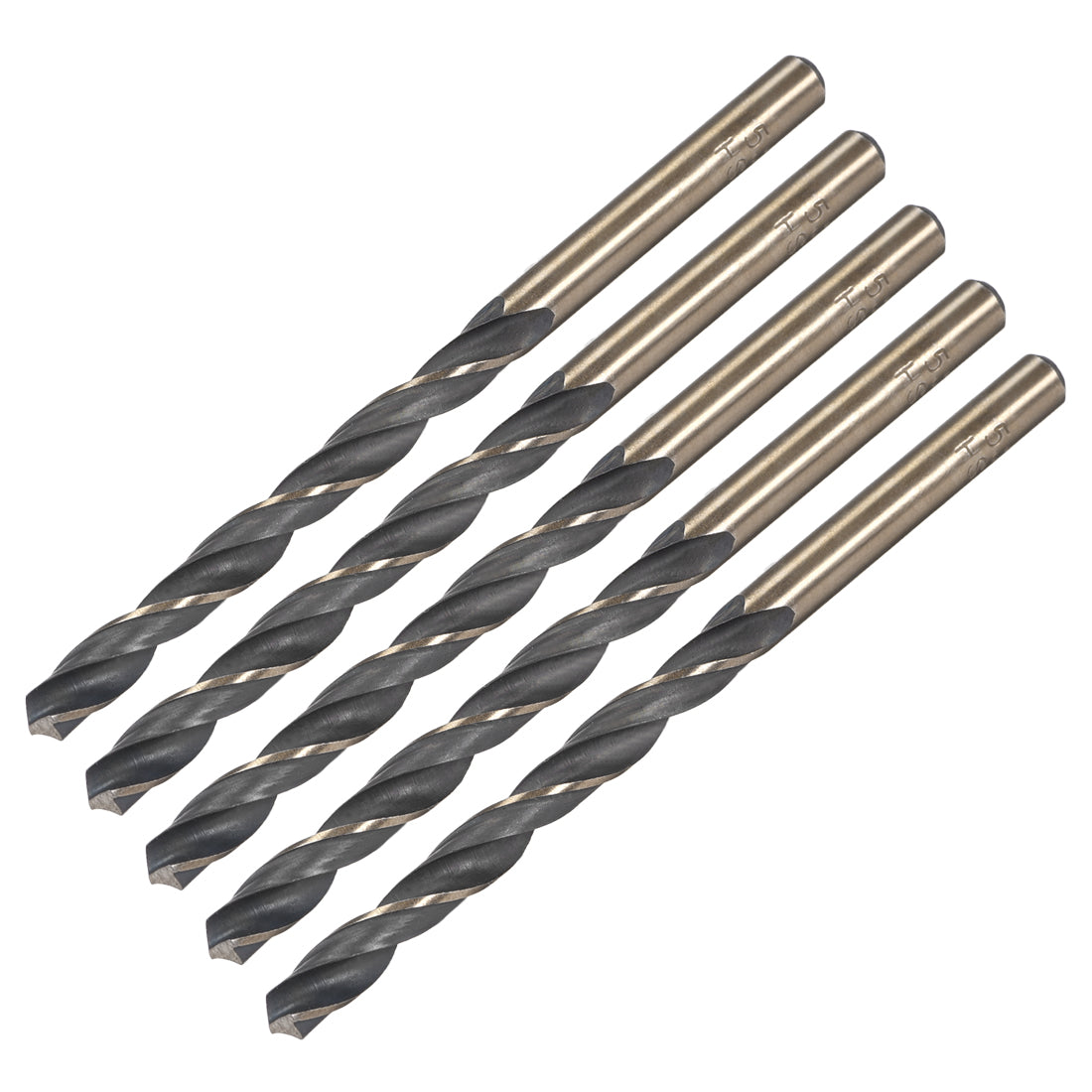 uxcell Uxcell Straight Shank Twist Drill Bits 5.2mm HSS 4341 with 5.2mm Shank 5 Pcs