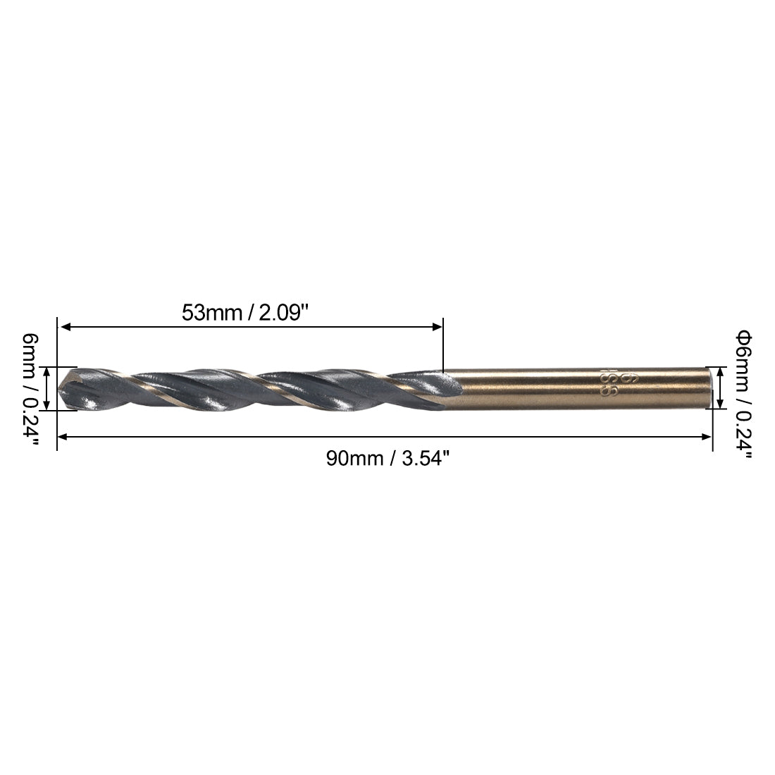 uxcell Uxcell Straight Shank Twist Drill Bits 6mm HSS 4341 with 6mm Shank