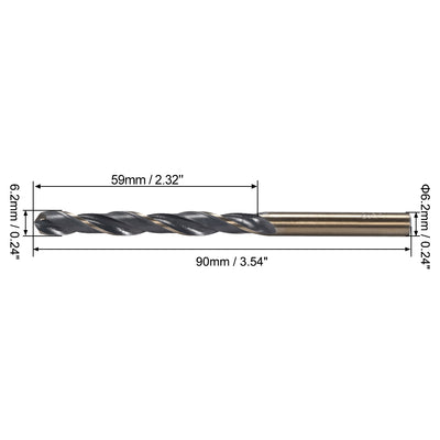 Harfington Uxcell Straight Shank Twist Drill Bits 6.2mm HSS 4341 with 6.2mm Shank