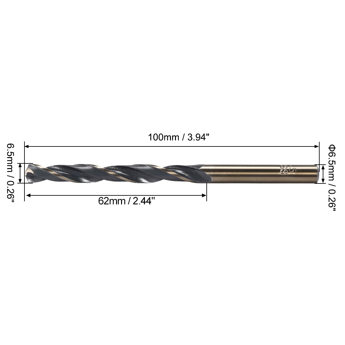 uxcell Uxcell Straight Shank Twist Drill Bits 6.5mm HSS 4341 with 6.5mm Shank
