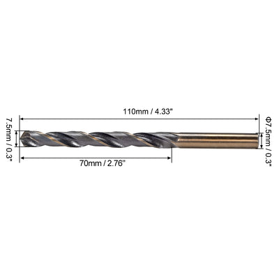 Harfington Uxcell Straight Shank Twist Drill Bits 7.5mm HSS 4341 with 7.5mm Shank