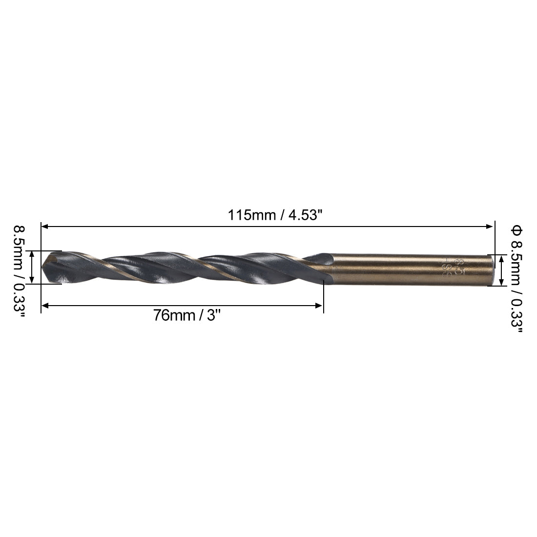 uxcell Uxcell Straight Shank Twist Drill Bits 8.5mm HSS 4341 with 8.5mm Shank