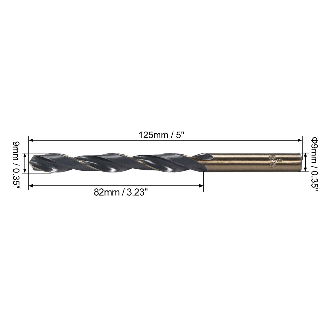 uxcell Uxcell Straight Shank Twist Drill Bits 9mm HSS 4341 with 9mm Shank