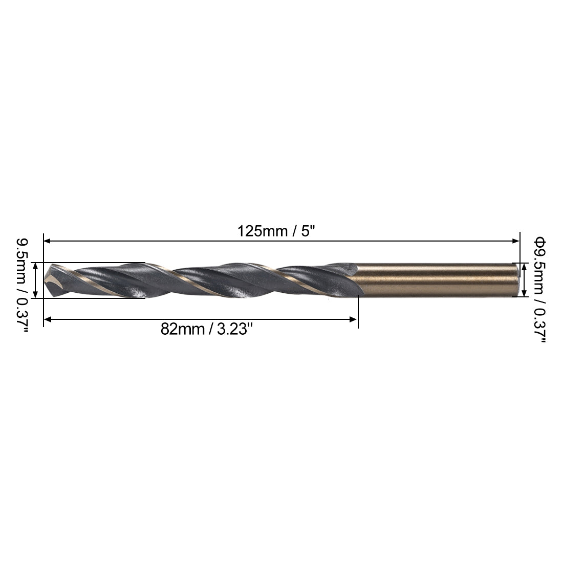 uxcell Uxcell Straight Shank Twist Drill Bits 9.5mm HSS 4341 with 9.5mm Shank