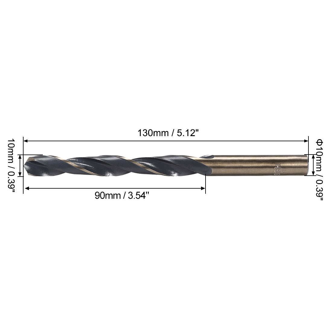 uxcell Uxcell Straight Shank Twist Drill Bits 10mm HSS 4341 with 10mm Shank