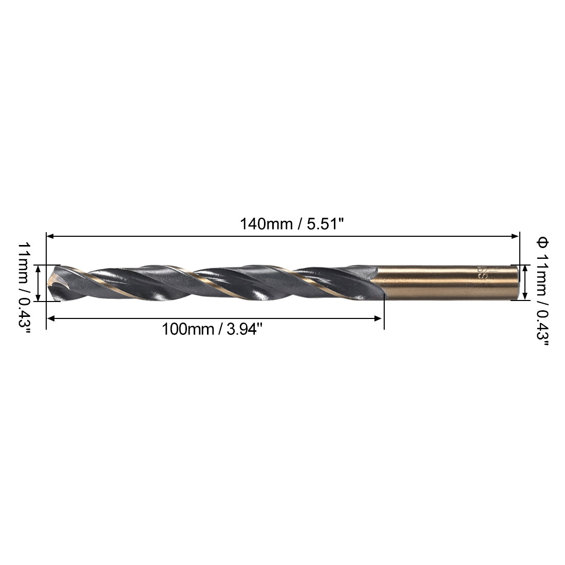 uxcell Uxcell Straight Shank Twist Drill Bits 11mm HSS 4341 with 11mm Shank