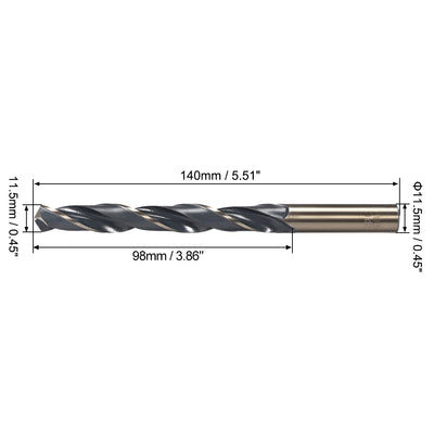 Harfington Uxcell Straight Shank Twist Drill Bits 11.5mm HSS 4341 with 11.5mm Shank