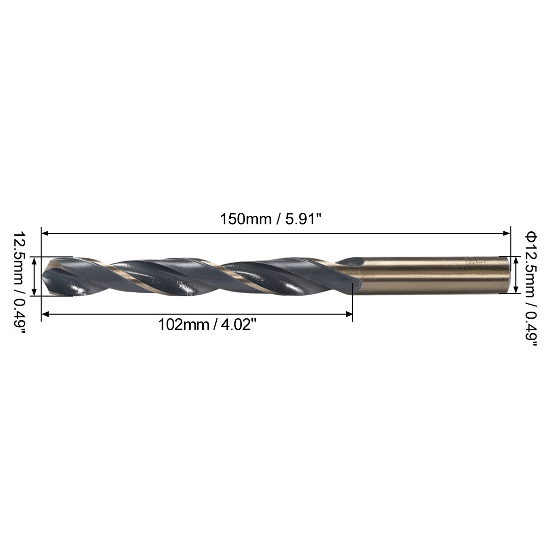 uxcell Uxcell Straight Shank Twist Drill Bits 12.5mm HSS 4341 with 12.5mm Shank 2 Pcs