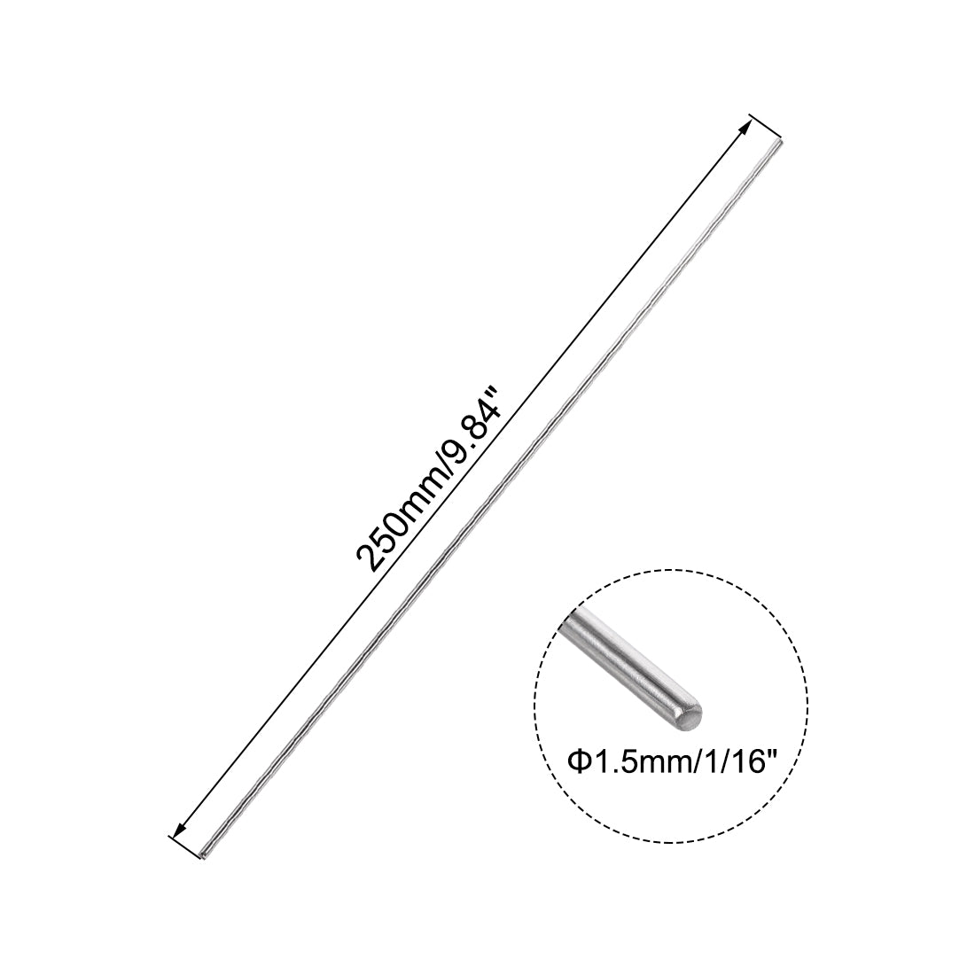 uxcell Uxcell 304 Stainless Steel Round Rod for DIY Craft