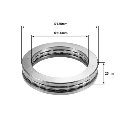Harfington Uxcell 51120 Miniature Thrust Ball Bearing 100x135x25mm Chrome Steel with Washer