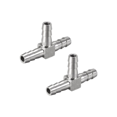 Harfington Uxcell 5/16-Inch (8mm) Hose ID Barb Fitting Stainless Steel 3 Way T-Shaped Union Home Brew Fitting 2pcs