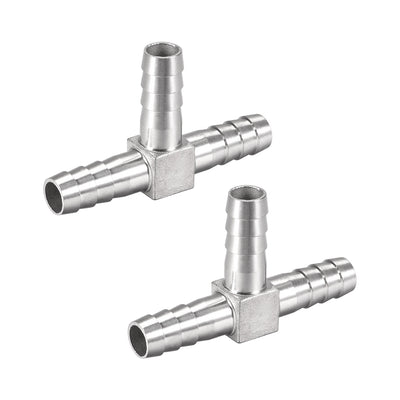 Harfington Uxcell 1/2-Inch (13mm) Hose ID Barb Fitting Stainless Steel 3 Way T-Shaped Union Home Brew Fitting 2pcs