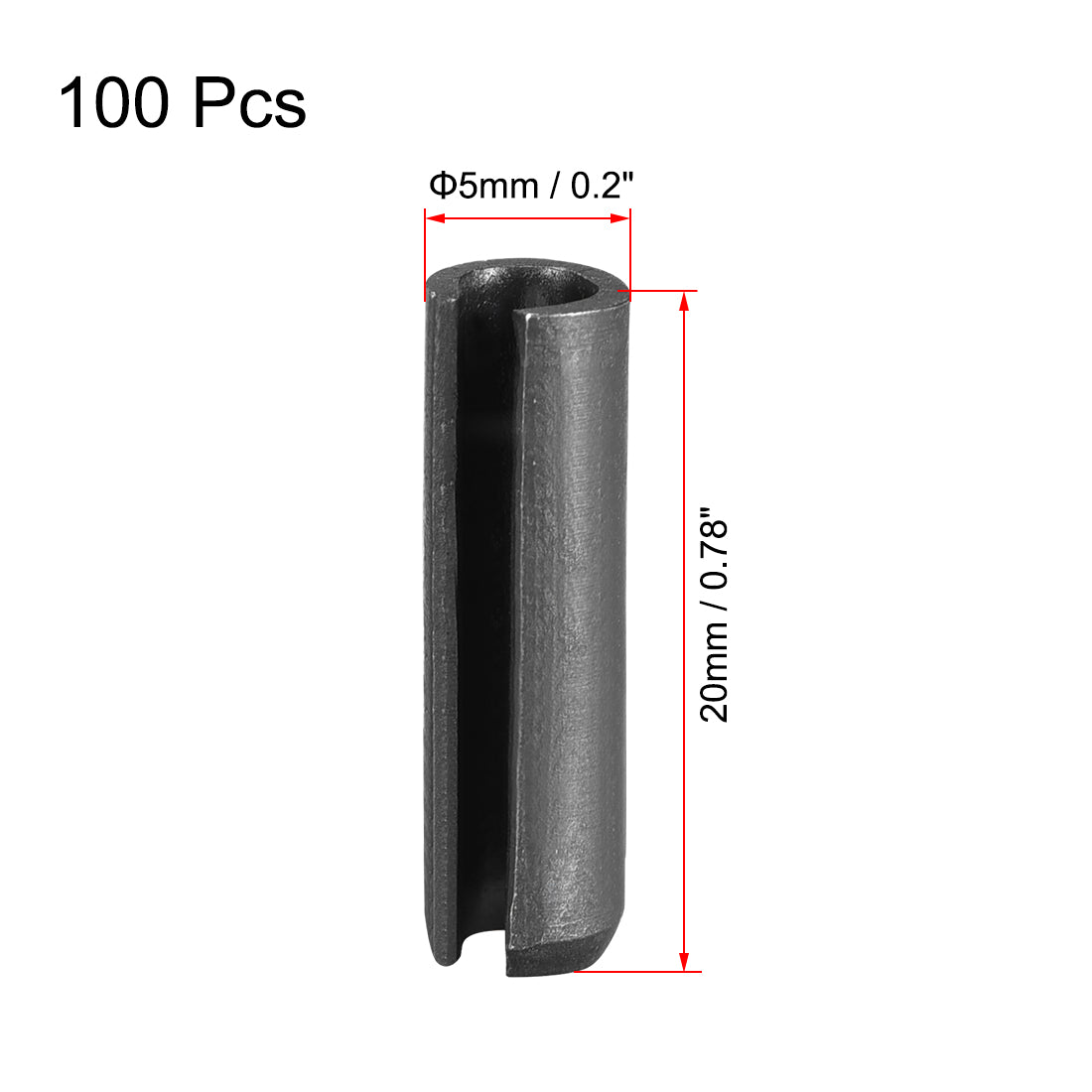 Uxcell Slotted Spring Pin - 5mm x 20mm Plain Finish 65Mn Roll ...