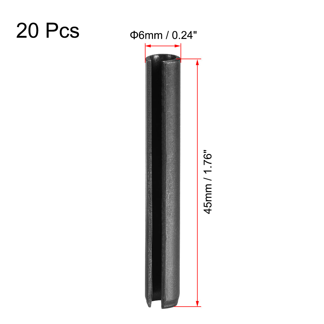 Uxcell Slotted Spring Pin - 6mm x 45mm Plain Finish 65Mn Roll ...