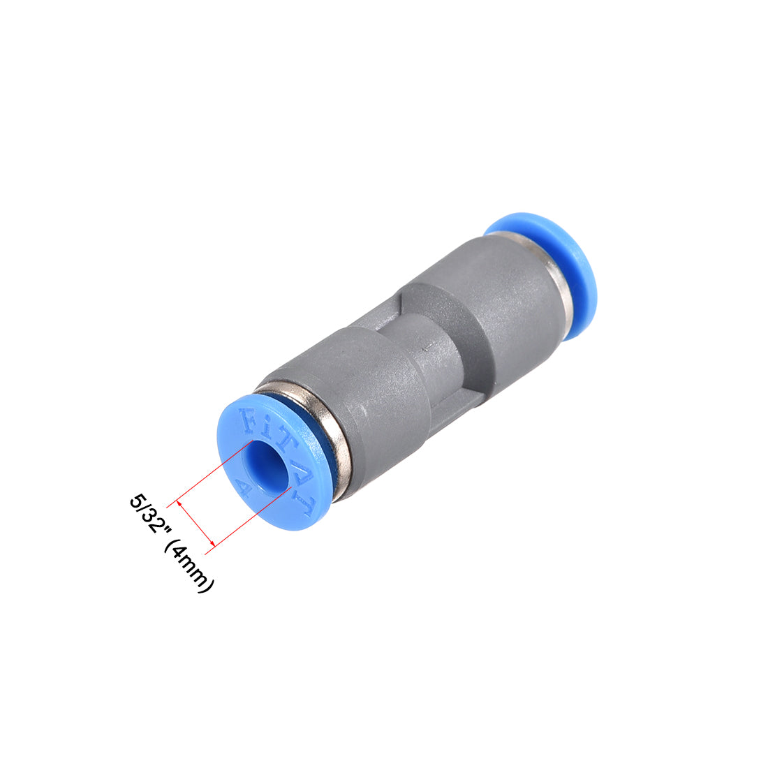 uxcell Uxcell Straight Push Connectors 4mm Quick Release Pneumatic Connector Plastic Union Pipe Tube Fitting Grey 5Pcs