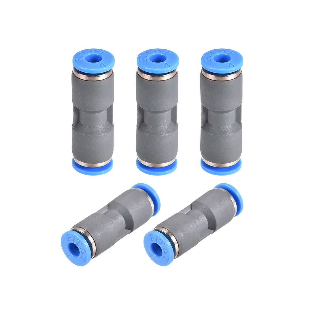 uxcell Uxcell Straight Push Connectors 4mm Quick Release Pneumatic Connector Plastic Union Pipe Tube Fitting Grey 5Pcs