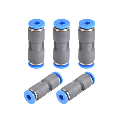 Harfington Uxcell Straight Push Connectors 4mm Quick Release Pneumatic Connector Plastic Union Pipe Tube Fitting Grey 5Pcs