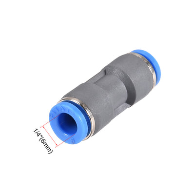 Harfington Uxcell Straight Push Connectors 6mm Quick Release Pneumatic Connector Plastic Union Pipe Tube Fitting Grey 5Pcs
