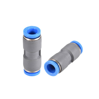 Harfington Uxcell Straight Push Connectors 8mm Quick Release Pneumatic Connector Plastic Union Pipe Tube Fitting Grey 2Pcs