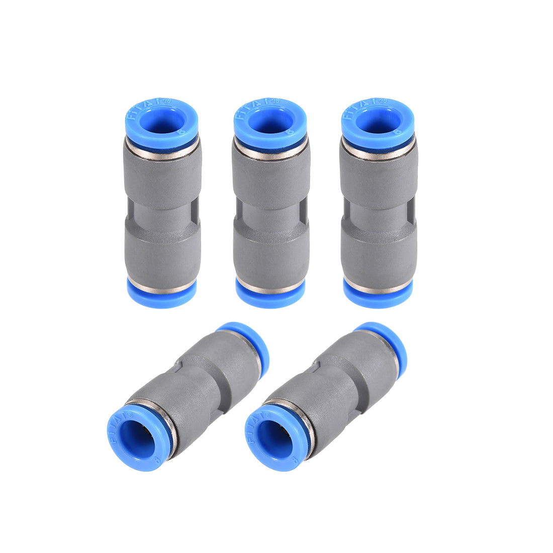 uxcell Uxcell Straight Push Connectors 8mm Quick Release Pneumatic Connector Plastic Union Pipe Tube Fitting Grey 5Pcs