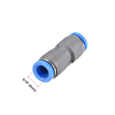 Harfington Uxcell Straight Push Connectors 8mm Quick Release Pneumatic Connector Plastic Union Pipe Tube Fitting Grey 10Pcs