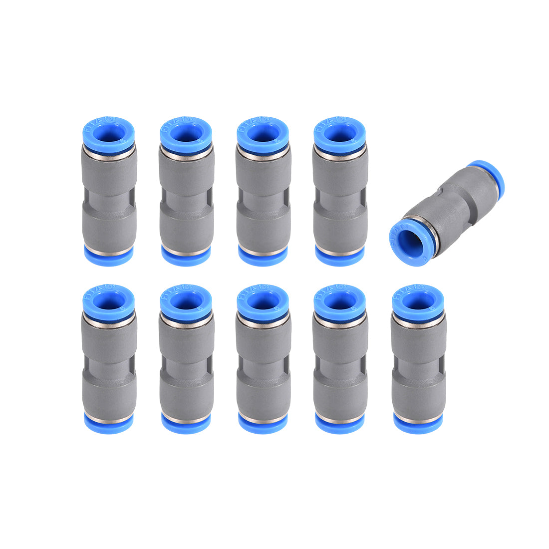uxcell Uxcell Straight Push Connectors 8mm Quick Release Pneumatic Connector Plastic Union Pipe Tube Fitting Grey 10Pcs
