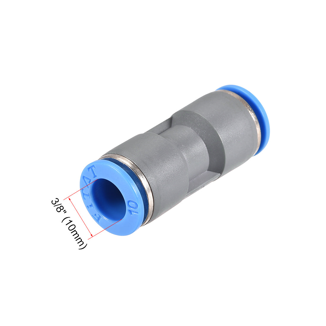 uxcell Uxcell Straight Push Connectors 10mm Quick Release Pneumatic Connector Plastic Union Pipe Tube Fitting Grey 2Pcs