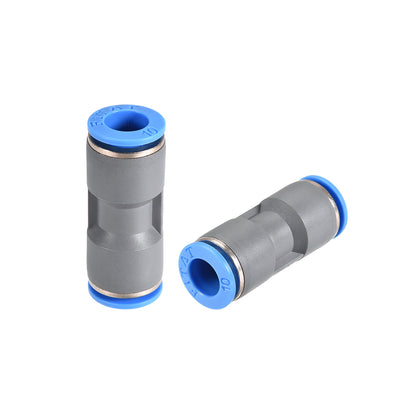 Harfington Uxcell Straight Push Connectors 10mm Quick Release Pneumatic Connector Plastic Union Pipe Tube Fitting Grey 2Pcs