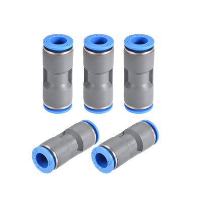 Harfington Uxcell Straight Push Connectors 10mm Quick Release Pneumatic Connector Plastic Union Pipe Tube Fitting Grey 5Pcs
