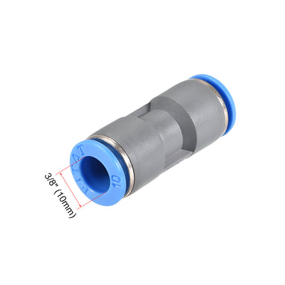 Harfington Uxcell Straight Push Connectors 10mm Quick Release Pneumatic Connector Plastic Union Pipe Tube Fitting Grey 10Pcs