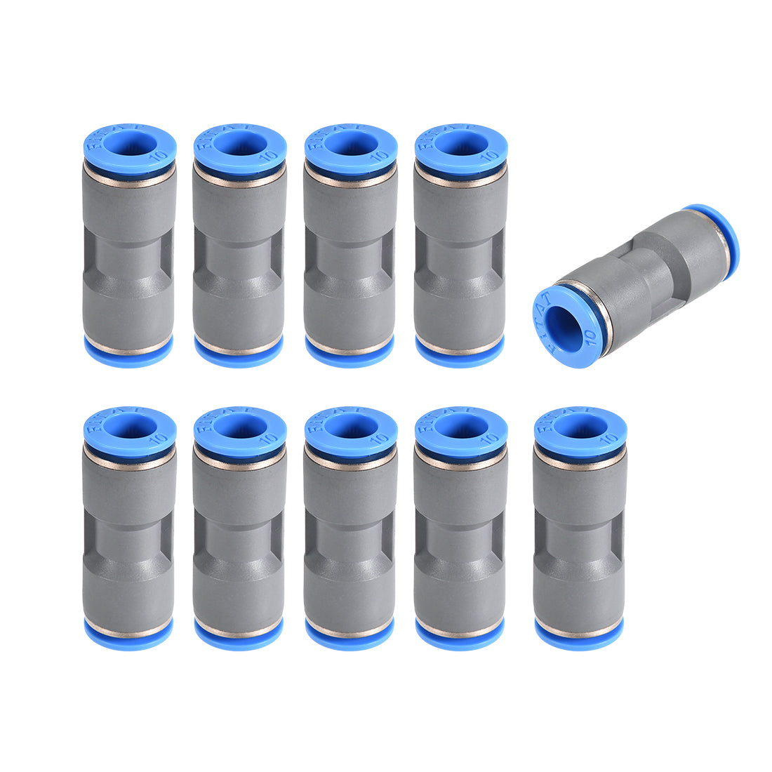 uxcell Uxcell Straight Push Connectors 10mm Quick Release Pneumatic Connector Plastic Union Pipe Tube Fitting Grey 10Pcs