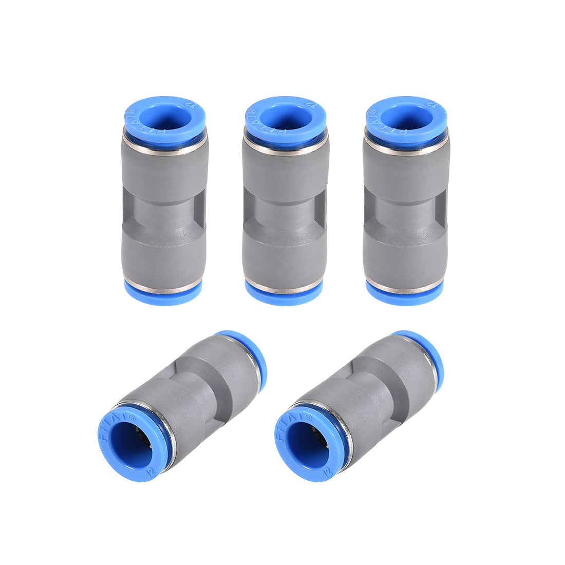 uxcell Uxcell Straight Push Connectors 12mm Quick Release Pneumatic Connector Plastic Union Pipe Tube Fitting Grey 5Pcs