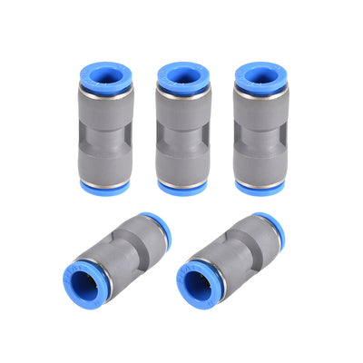 Harfington Uxcell Straight Push Connectors 12mm Quick Release Pneumatic Connector Plastic Union Pipe Tube Fitting Grey 5Pcs