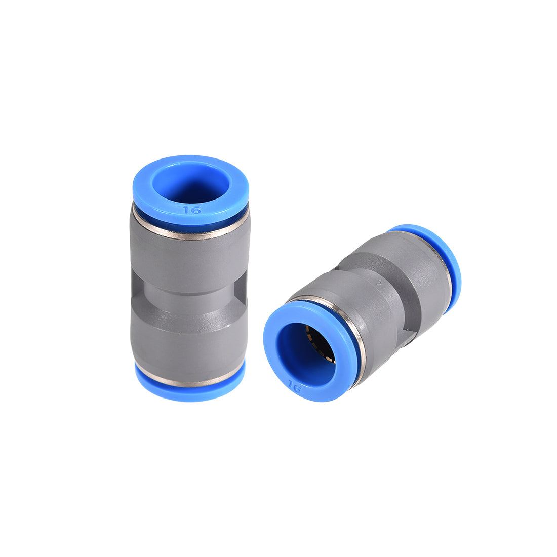 uxcell Uxcell Straight Push Connectors 16mm Quick Release Pneumatic Connector Plastic Union Pipe Tube Fitting Grey 2Pcs