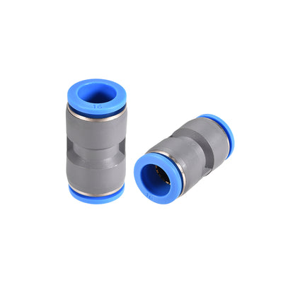 Harfington Uxcell Straight Push Connectors 16mm Quick Release Pneumatic Connector Plastic Union Pipe Tube Fitting Grey 2Pcs