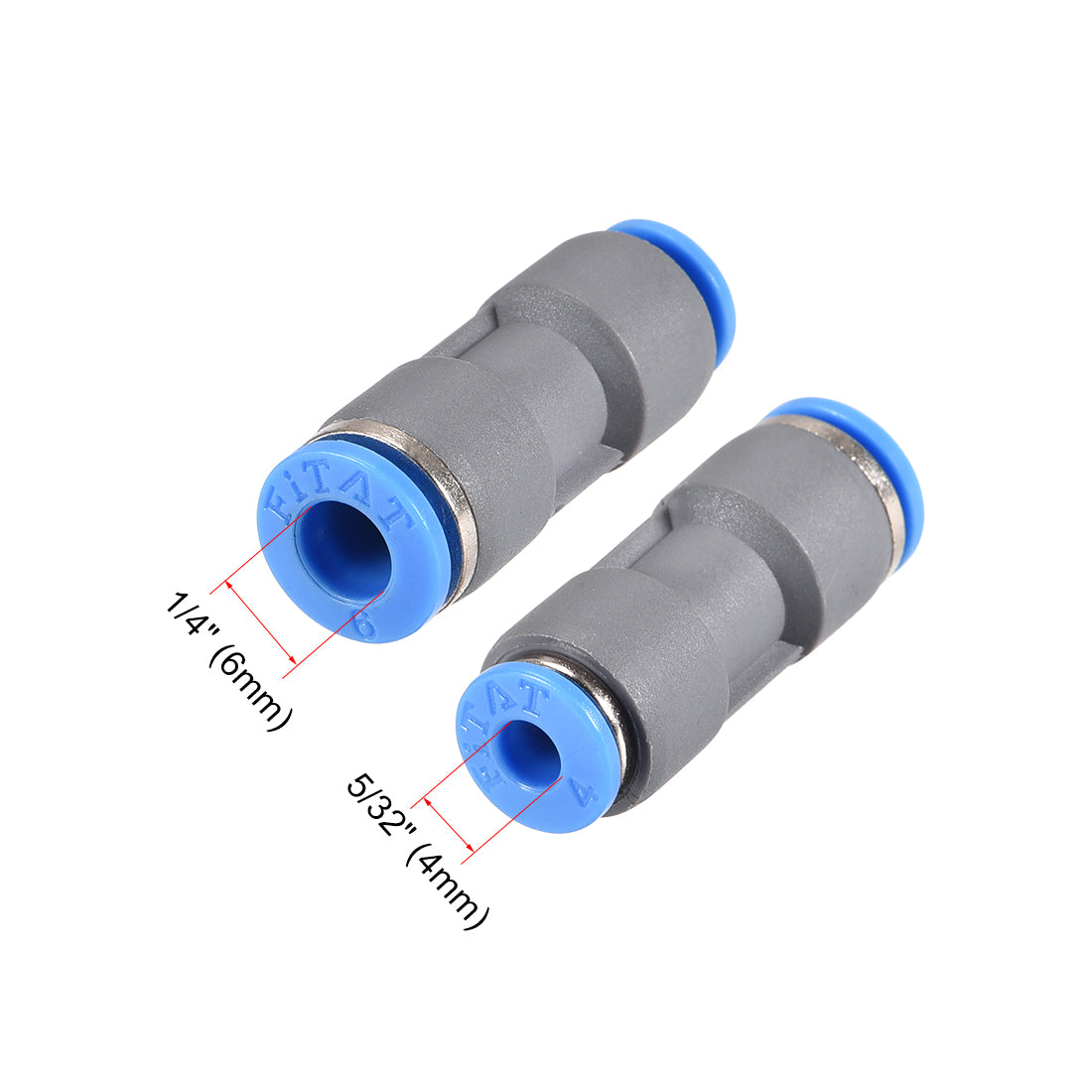 uxcell Uxcell Straight Push Connectors 6mm to 4mm Quick Release Pneumatic Connector Plastic Union Pipe Tube Fitting Grey 10Pcs