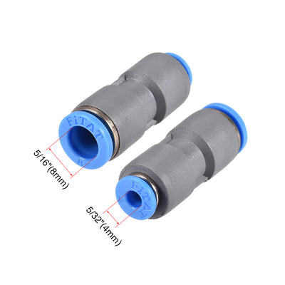 Harfington Uxcell Straight Push to Connector Reducer Fitting 8mm to 4mm Quick Release Pneumatic Connector Plastic Union Pipe Tube Fitting Grey 2Pcs