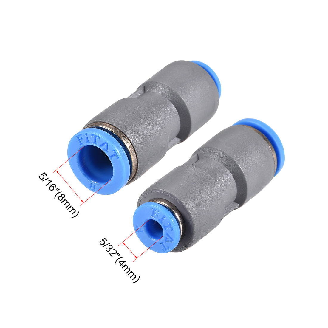 uxcell Uxcell Straight Push to Connector Reducer Fitting 8mm to 4mm Quick Release Pneumatic Connector Plastic Union Pipe Tube Fitting Grey 5Pcs