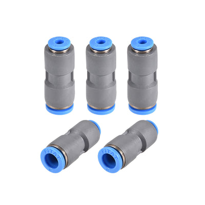 Harfington Uxcell Straight Push to Connector Reducer Fitting 8mm to 4mm Quick Release Pneumatic Connector Plastic Union Pipe Tube Fitting Grey 5Pcs