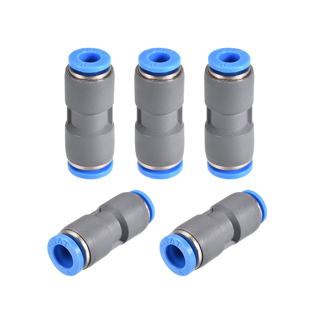 uxcell Uxcell Straight Push to Connector Reducer Fitting 8mm to 6mm Plastic Union Pipe Tube Fitting Grey 5Pcs
