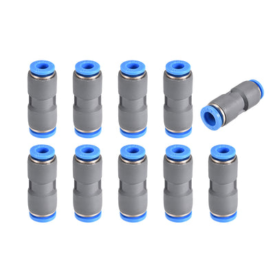Harfington Uxcell Straight Push to Connector Reducer Fitting 8mm to 6mm Plastic Union Pipe Tube Fitting Grey 10Pcs