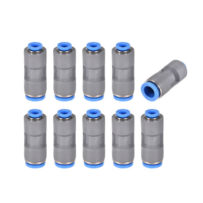 Harfington Uxcell Straight Push to Connector Reducer Fitting 10mm to 6mm Plastic Union Pipe Tube Fitting Grey 10Pcs