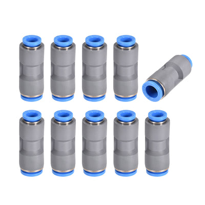 Harfington Uxcell Straight Push to Connector Reducer Fitting 10mm to 8mm Plastic Union Pipe Tube Fitting Grey 10Pcs
