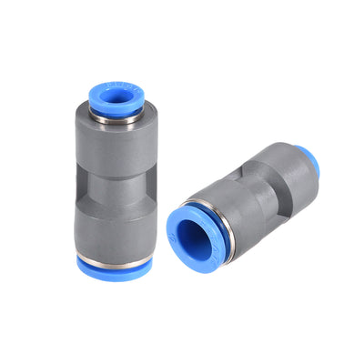 Harfington Uxcell Straight Push to Connector Reducer Fitting 12mm to 8mm Plastic Union Pipe Tube Fitting Grey 2Pcs