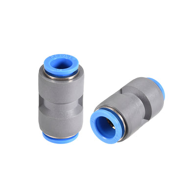 Harfington Uxcell Straight Push to Connector Reducer Fitting 14mm to 12mm Plastic Union Pipe Tube Fitting Grey 2Pcs