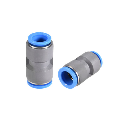 Harfington Uxcell Straight Push to Connector Reducer Fitting 16mm to 14mm Plastic Union Pipe Tube Fitting Grey 2Pcs
