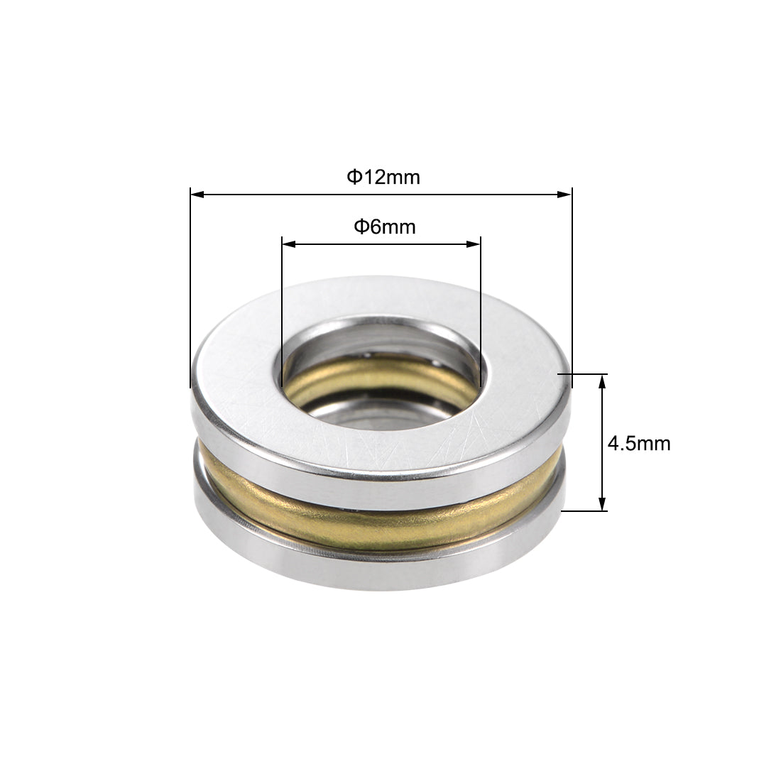 uxcell Uxcell F6-12M Miniature Thrust Ball Bearing 6x12x4.5mm Chrome Steel with Washer 5Pcs
