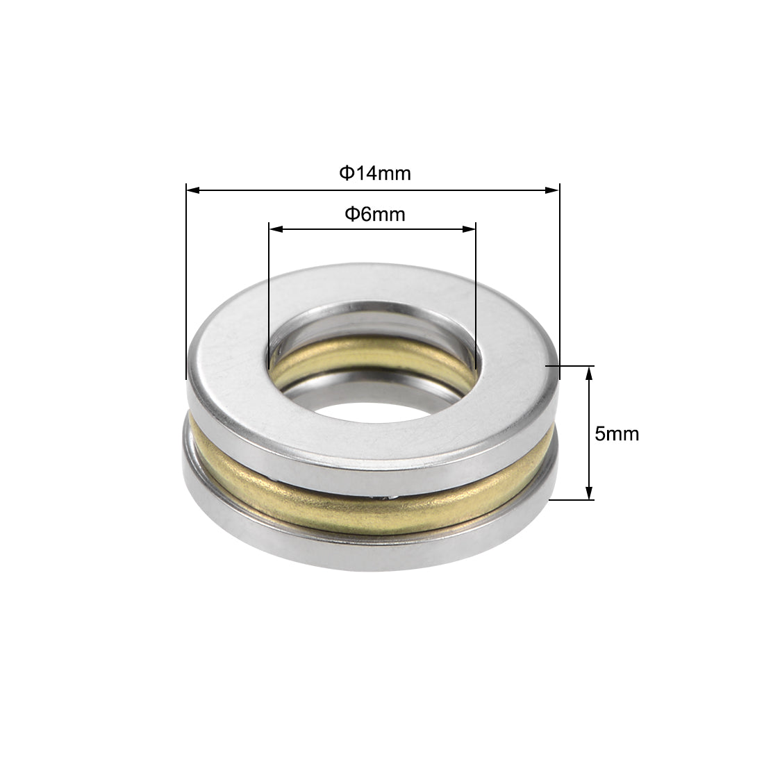 uxcell Uxcell F6-14M Miniature Thrust Ball Bearing 6x14x5mm Chrome Steel with Washer 10Pcs
